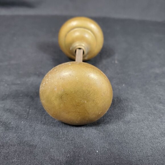 Antique Solid Brass Door Knob Set Early 1900s Mortise Style Double Knob with Spi - Picture 2 of 11